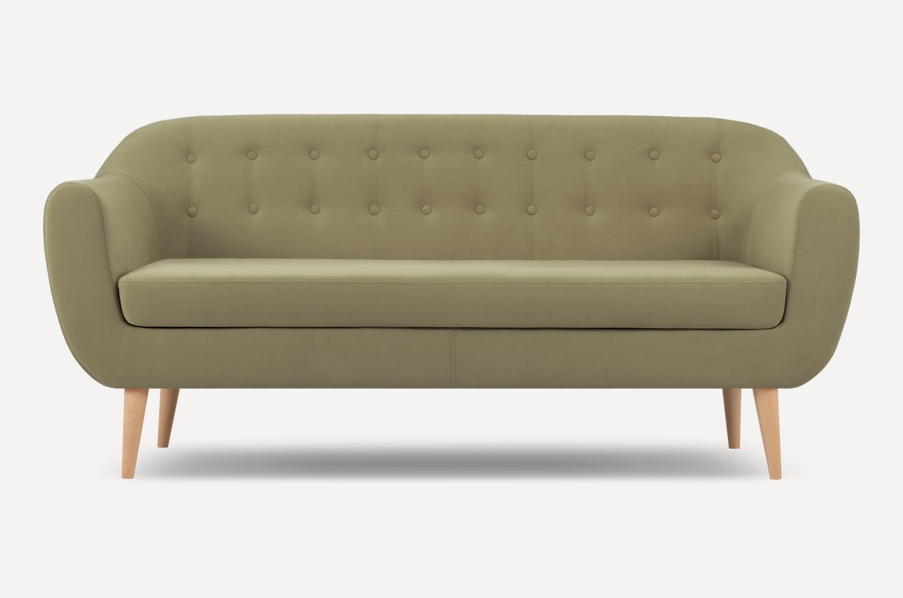 Navo toʻgʻri divan — zaytun rangli velvet