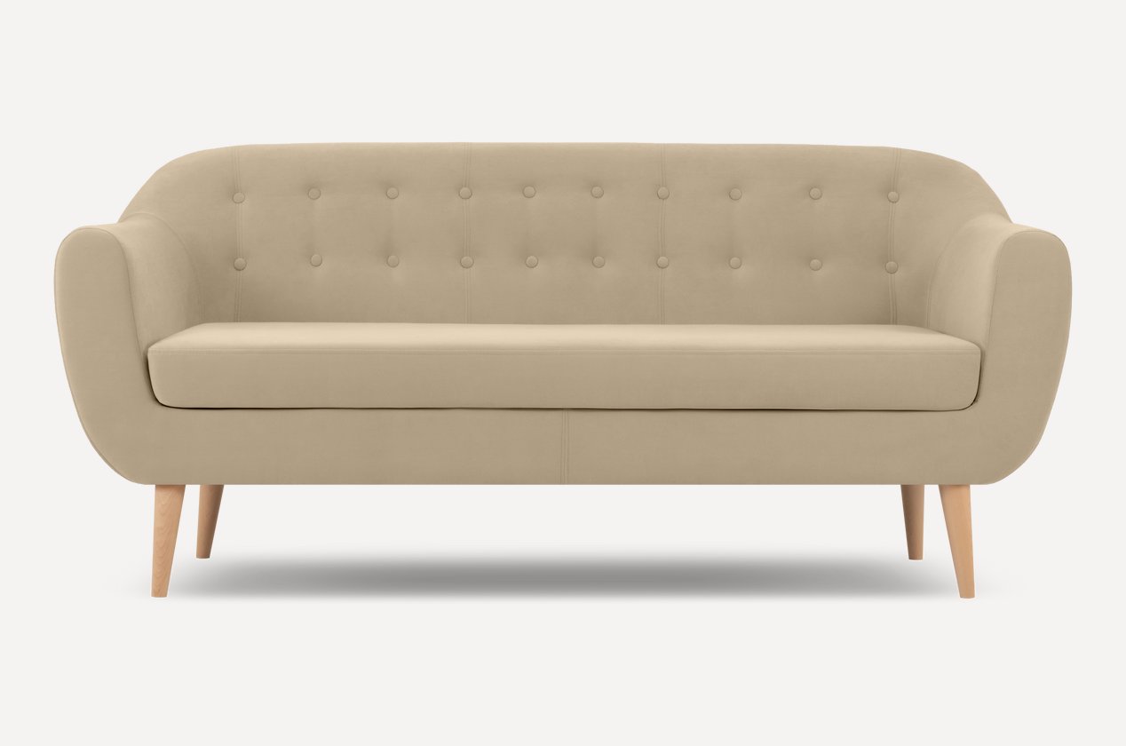 Navo toʻgʻri divan — bej rangli velvet