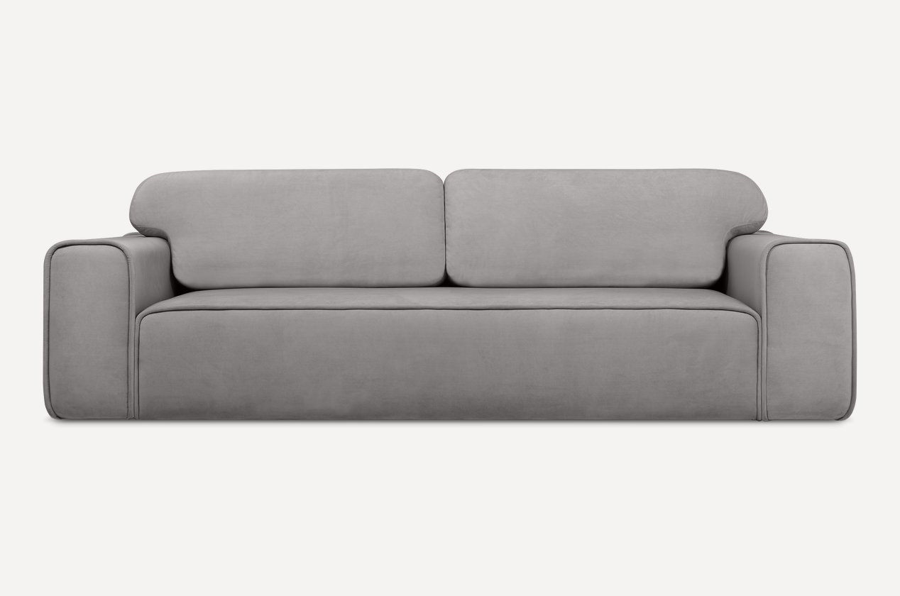Sitora toʻgʻri divan — och kulrang velour