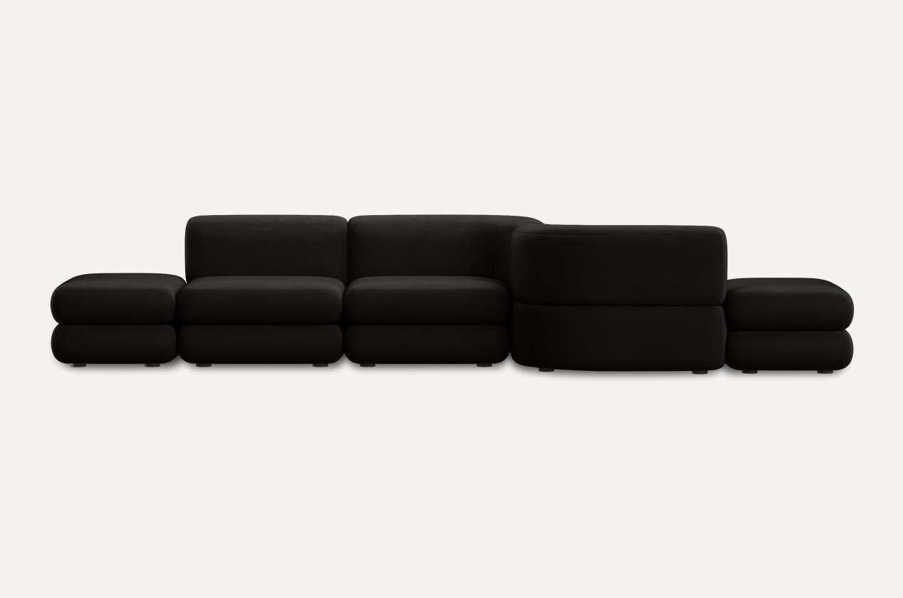 Chiroq modulli divan — velyur qora