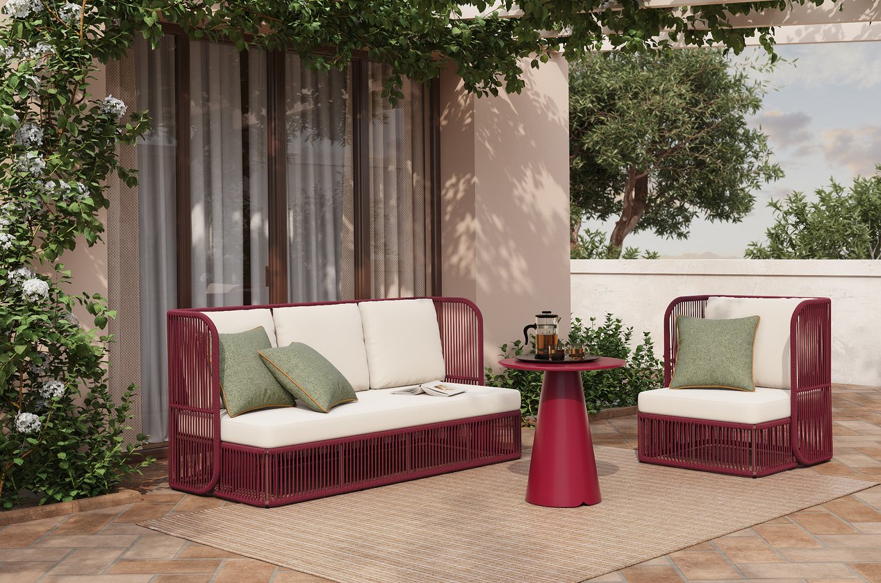 Кресло Ravo Garden 83×85 см — молочный / бордовый