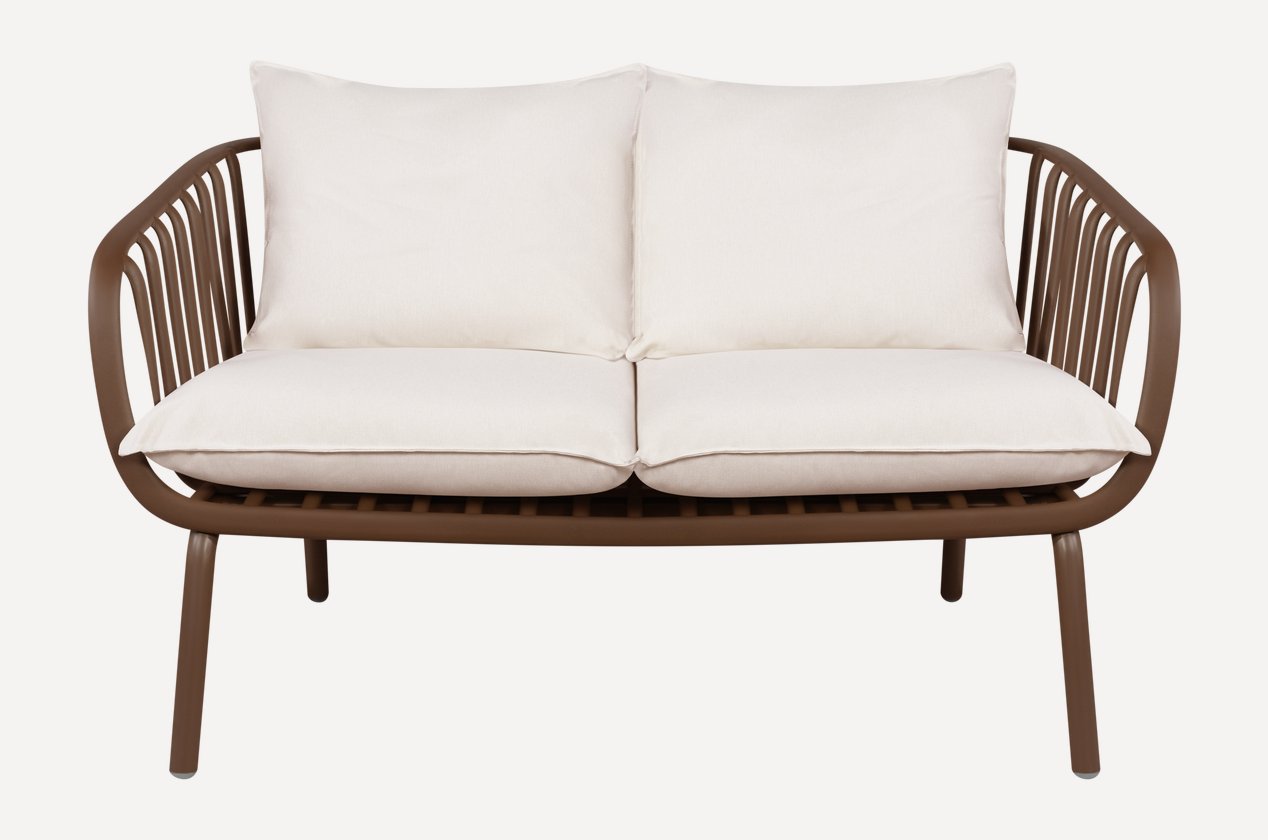Lira Patio ikki kishilik 124 sm oq / jigarrang divan